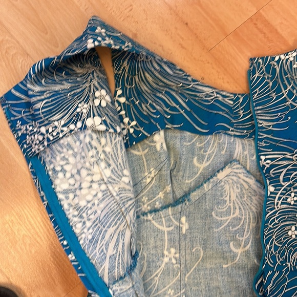 Vintage homemade teal floral maxi dress size 4 - Picture 8 of 11